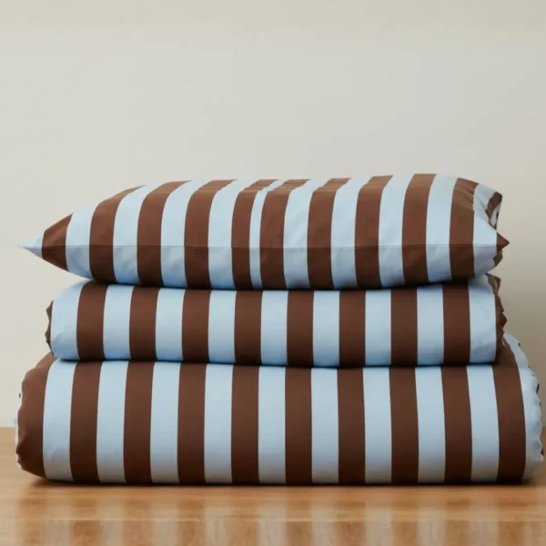 Brown + Sky Blue -  Duvet Cover Set